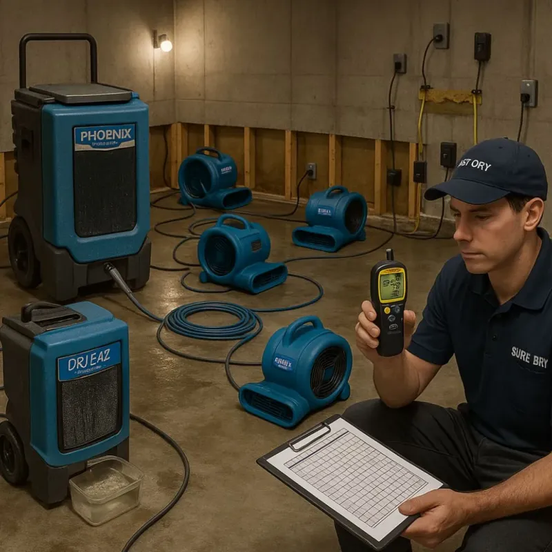 Structural Drying and Dehumidification process in Harrison, MI